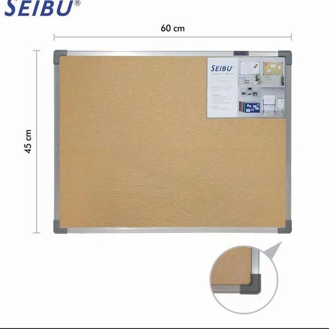 

Seibu Softboard / Corkboard/ Papan Pengumuman /Gantung 45 X60 Cm New Stok