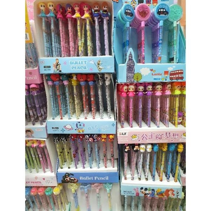 

(48Pc/56Pc) Pensil Lantu Susun/Pensil Susun Karakter/Pensil Cabut/Lantu 1 Box Besar New Stok