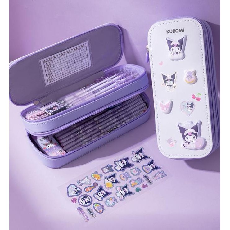 

Kotak Pensil Anak Diy Stiker Water Proof Dua Tingkat Kuromi Melody New Stok