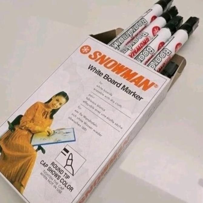 

Spidol Snowman Boardmarker Hitam Warna Hitam Isi 12Pcs/Box Bg-12 Bg-12 New Stok