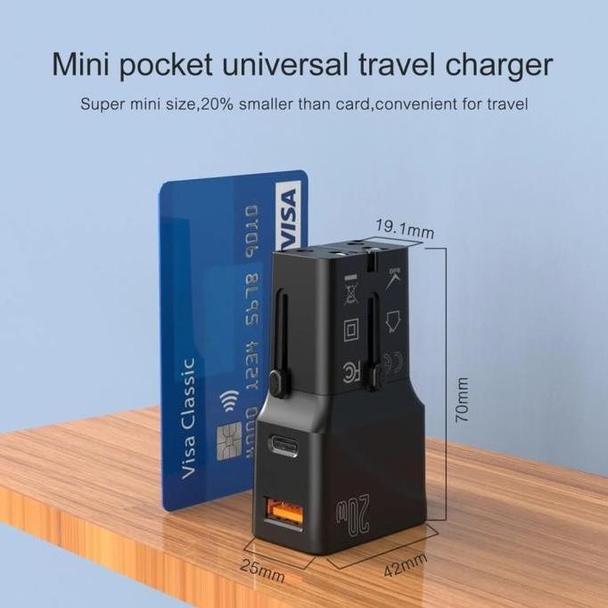 Mediatech Mini Universal Travel Adaptor MT-808 / Pocket Travel Charger