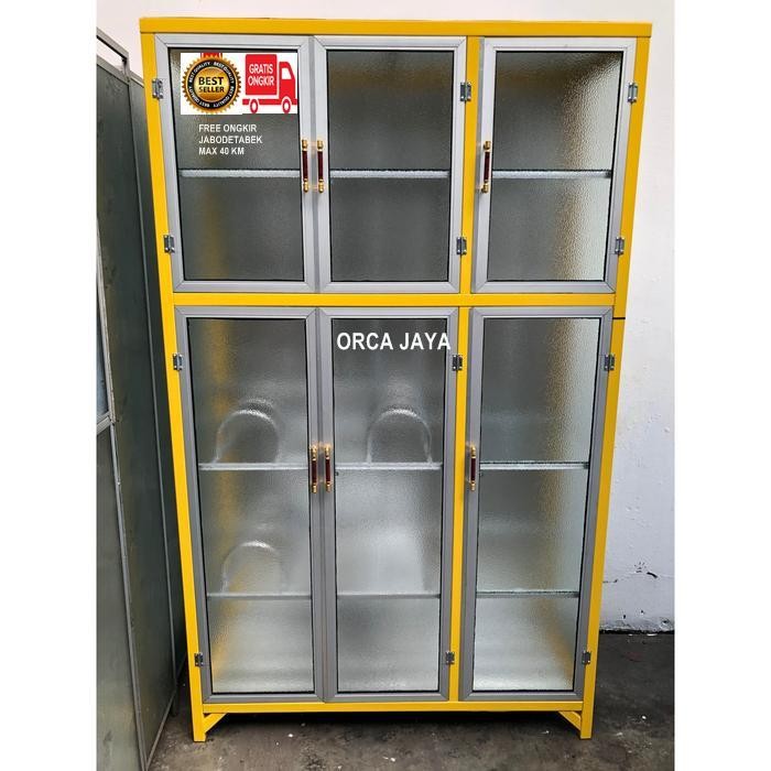 Rak Piring Aluminium 3 Pintu Full Box Warna / Tulip 3 Pintu