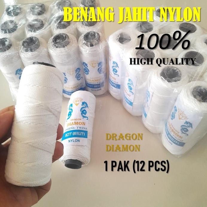 Benang jahit nilon benang nilon warna putih bening brait lusinan isi 12 roll Super kuat 18D DiM