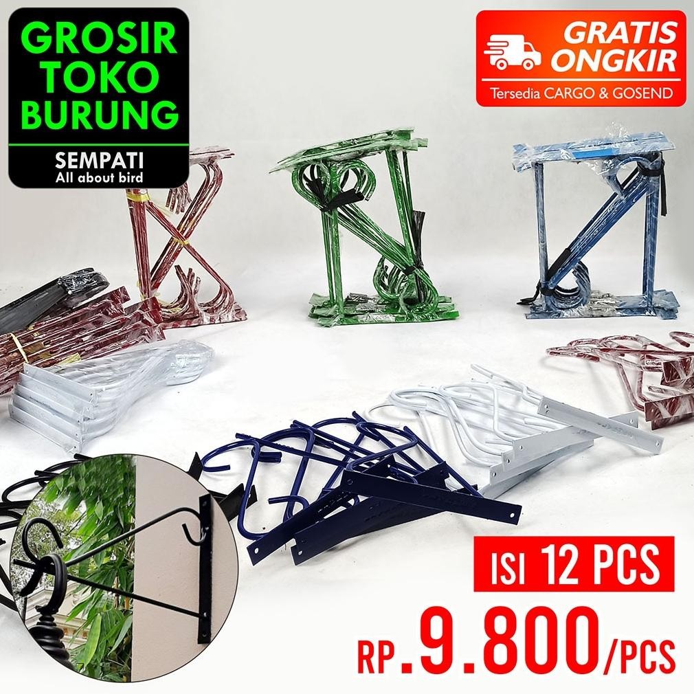 Sempati Grosir Gantungan Tempel Dinding Tembok Siku Gapot Isi 10 Pcs Cantolan Sangkar Kandang Burung