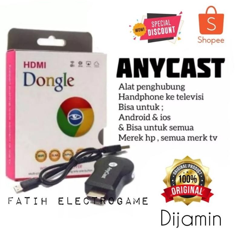 ANYCAST DONGLE MIRACAST ( ALAT UNTUK MENYAMBUNGKAN HP KE TV LED ) PENYAMBUNG PENGHUBUNG HP KE TV DiM