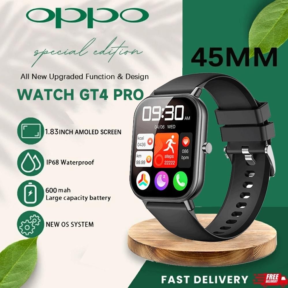 [COD] ORI OPPO Smartwatch GT4 Pro 2.02 inch Full Screen GPS NFC Waterproof Bluetooth Call Jam Smartw