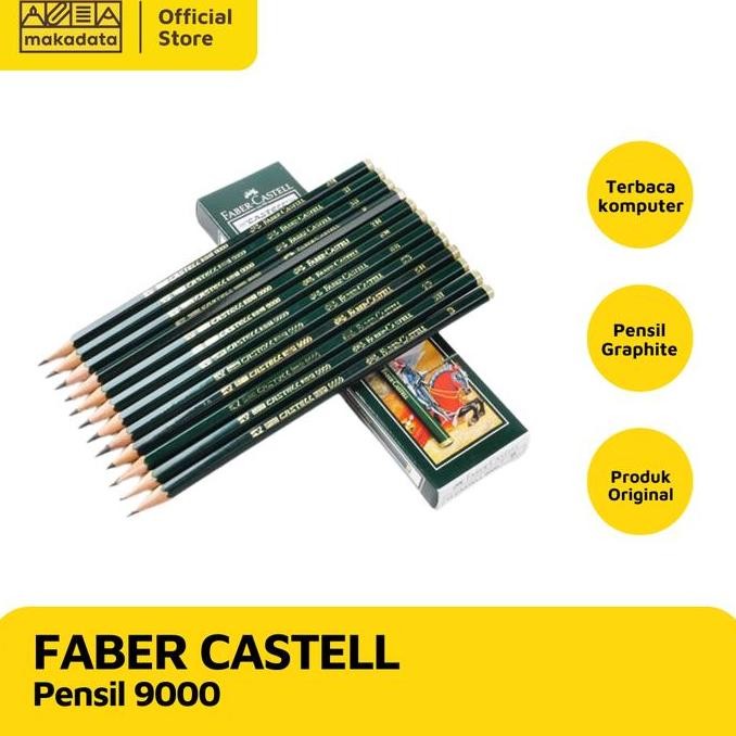 

Pensil Faber Castell 9000 Hb / 2H / 3H / 4H / 5H / 6H / B / F / H (1 Pack) New Stok