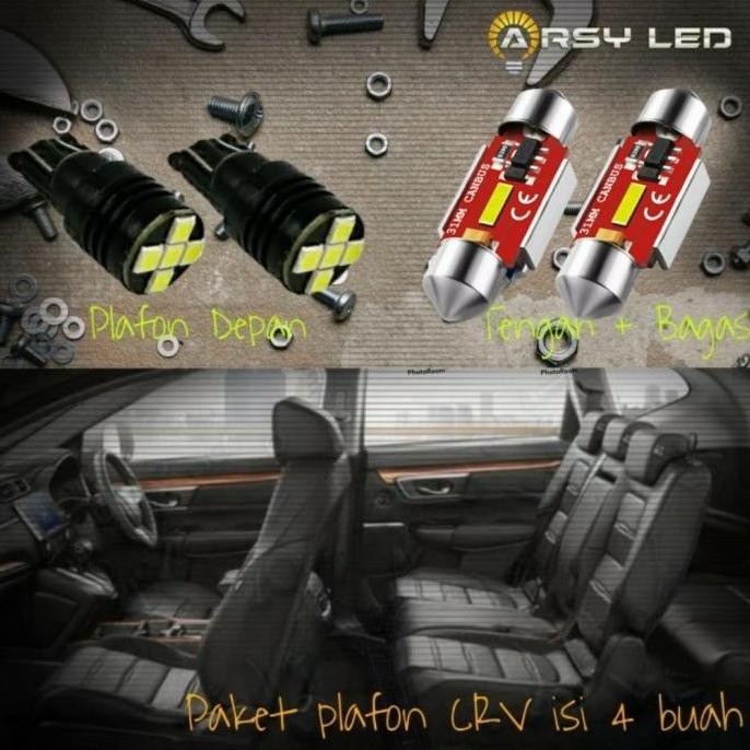 Arsy Led Lampu Plafon Kabin Mobil Crv Cr-V Isi 4 Gen4 Super Terang