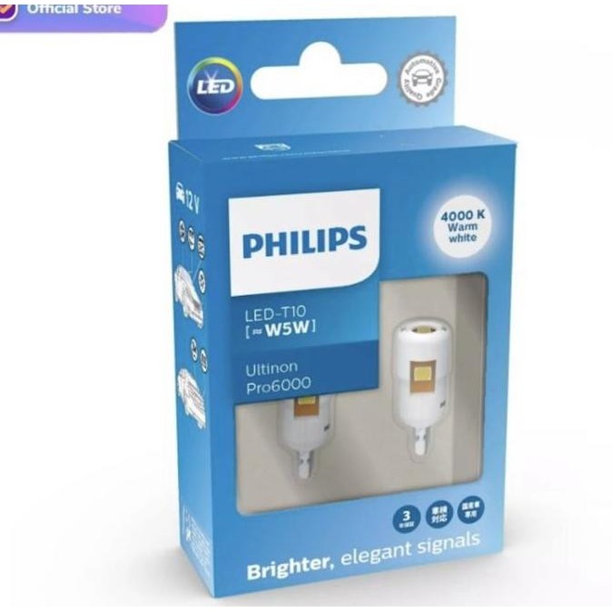 // Led Philips Ultinon Pro 6000 T10 W5W 4000K Warm White 