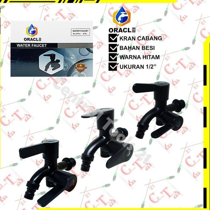 Kran Air Cabang 2 Keran Taman Kamar Mandi Black Series Oracle Asli