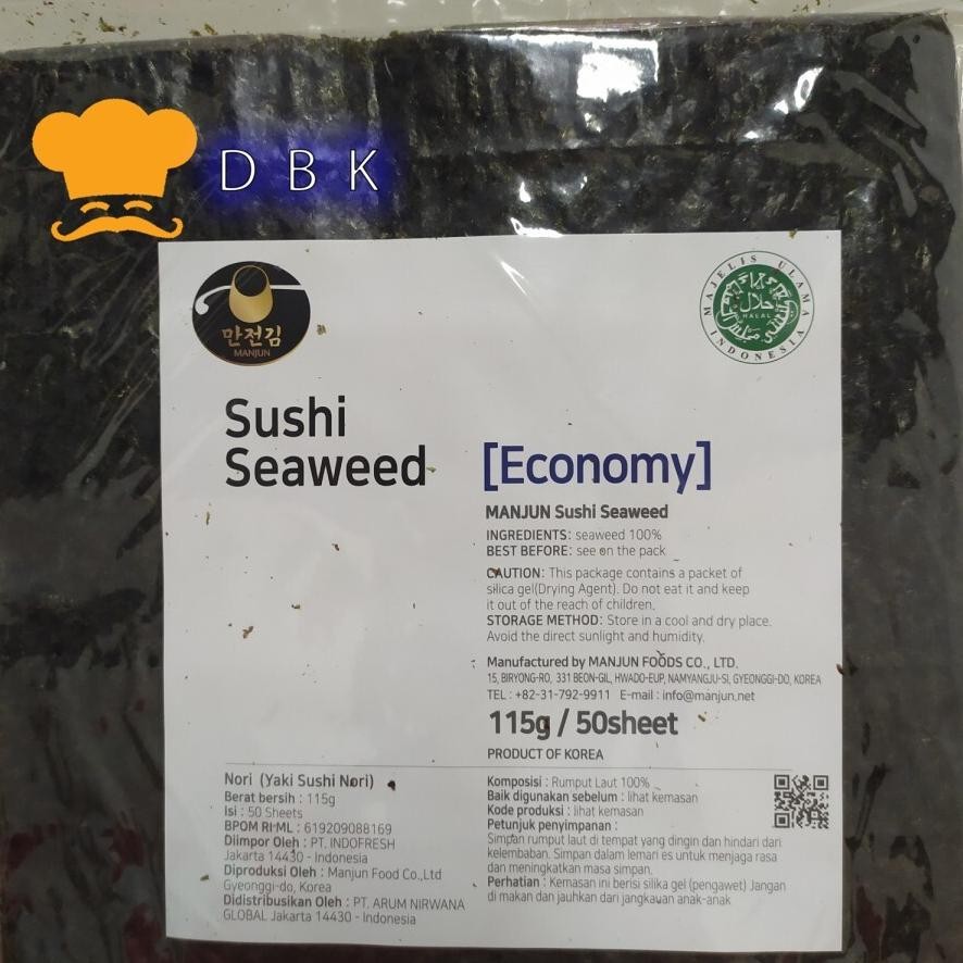 

Terlaris Sushi Nori Manjun Economy Seaweed Rumput Laut 50S 19X21Cm 115Gr Dbk Fx-4