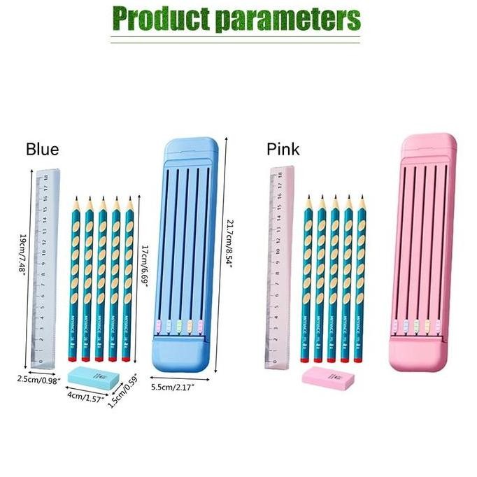 

8 In 1 Kotak Tempat Pensil Multifungsi Anti Retak Penghapus Penggaris New Stok