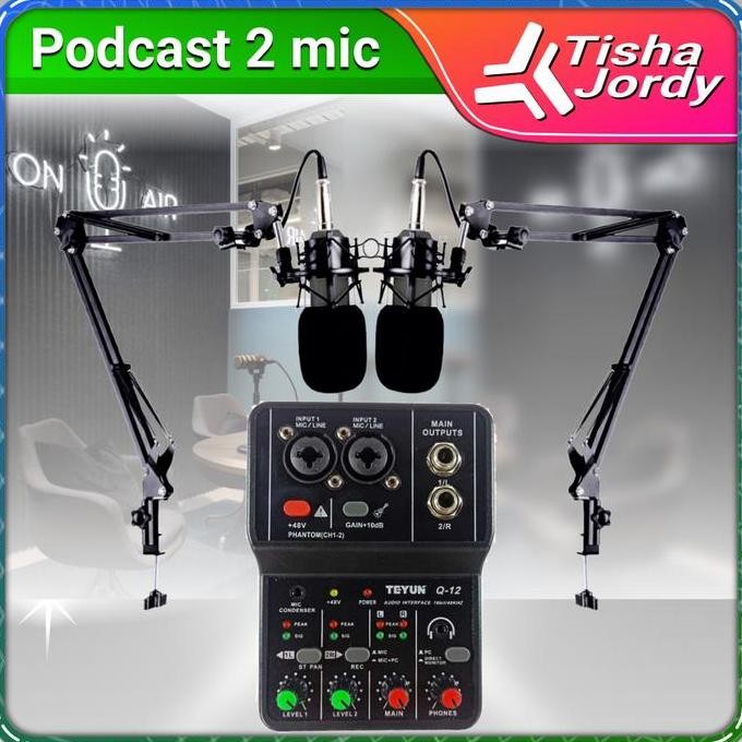 Paket Mic Podcast 2 Orang Live Recording Mikrofon Smule