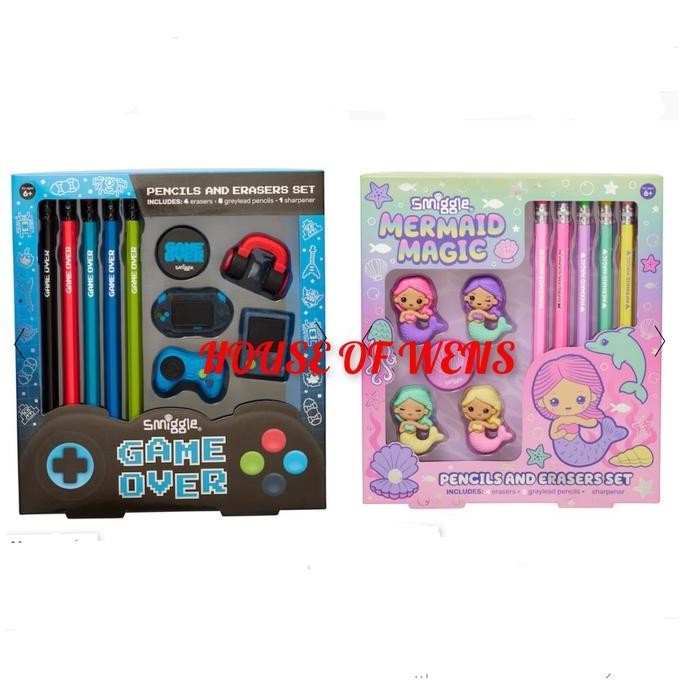 

Smiggle Ride Pencil And Eraser Gift Box Set - Pensil Dan Penghapus Set New Stok