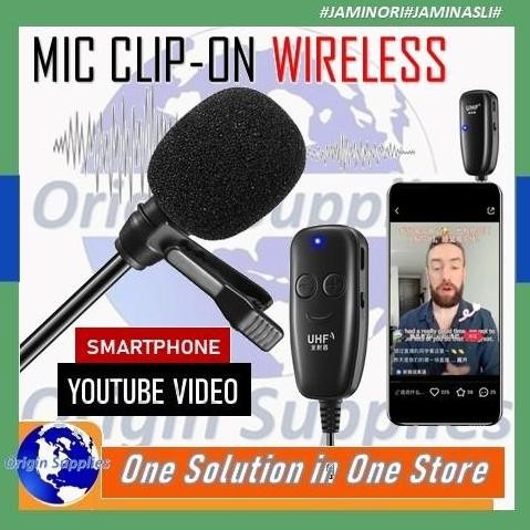 Mic Clip On Wireless UHF PRANK VLOG Clip On Microphone Wireless HP Live Zoom