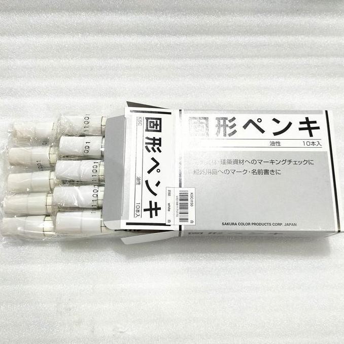 

Sakura Original Solidified Marker White ( 10 Pcs / Box ) / Solid Marker Putih ( Stik Penanda Besi Baja Beton Kayu Karet Kertas Kulit Kaca Vinil ) New Stok