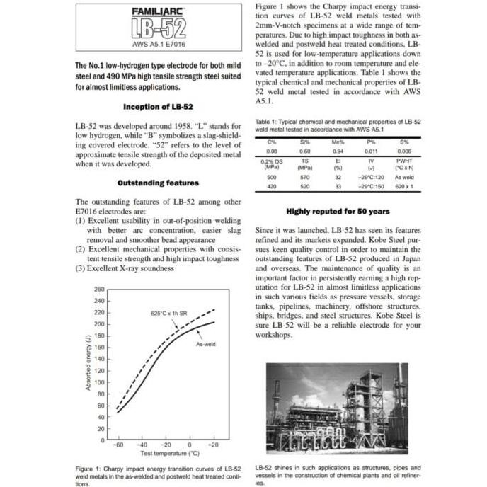 ready  Kawat Las KOBE STEEL LB52 3,2mm KOBELCO LB 52 3.2mm LB-52 3.2 mm (20 kg)