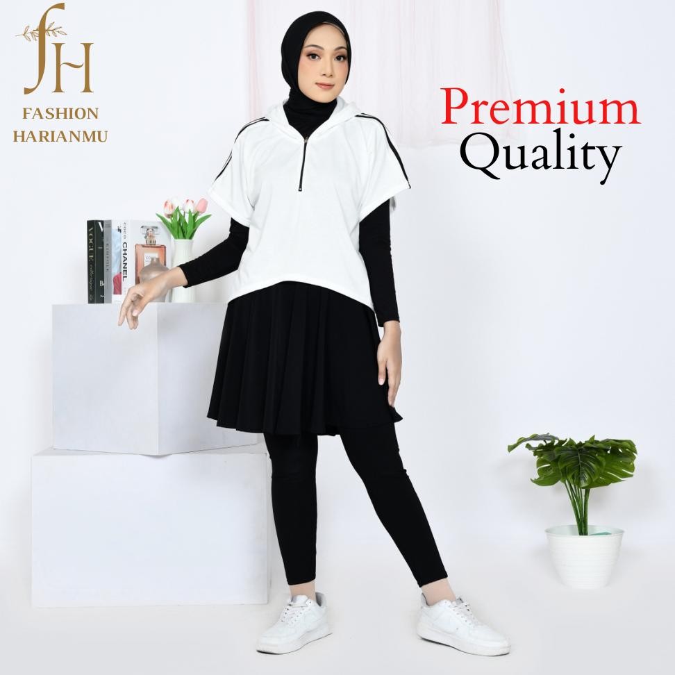 Setelan Olahraga Wanita | Setelan Hoodie Legging Rok Olahraga Wanita Muslim S101