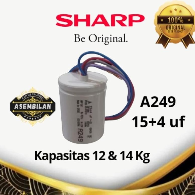 kapasitor mesin cuci sharp 2 tabung 12&14 kilo original 100% A249 EPCOS DiM