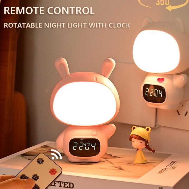 Lampu Tidur El Kucing Led Wireless 3 Warna Remote Control Jam Dital Led Nht Lht Lampu Malam