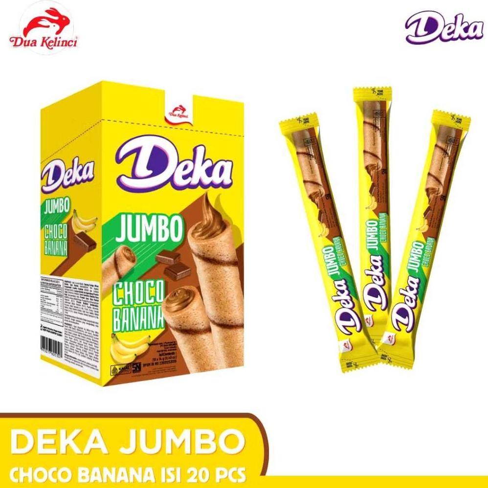 

Deka Jumbo Wafer Roll | Choco Banana | Cheesy Durian | 20 Pcs @ 14 Gr