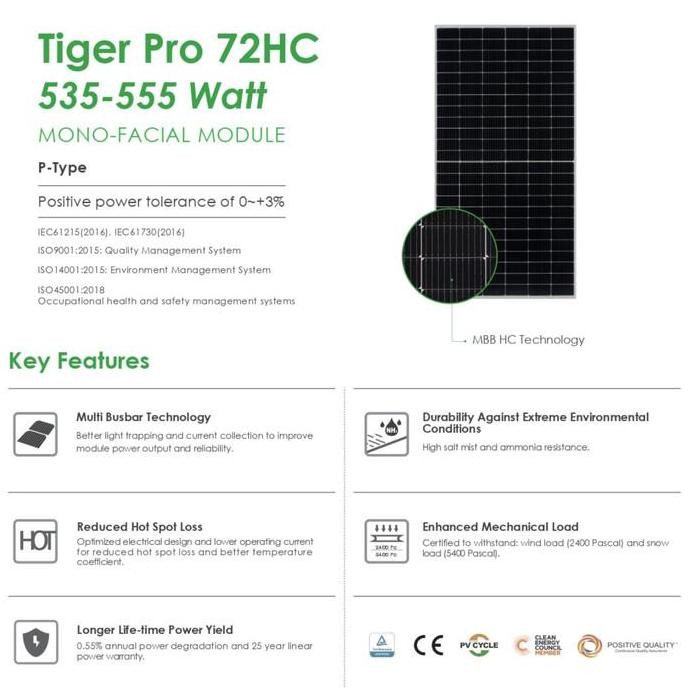 Jinko Solar Cell / Panel Surya 550 - 555Wp Sni Mono Bukan Trina Longi