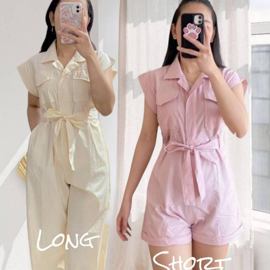 Katun Baby Pink 992.1071 Agatha Jumpsuit Overall Jumper Kodok Wanita Kekinian Korea Korean Style Hij