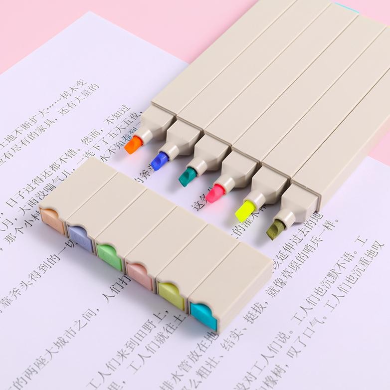 

Yui-7 Highlighter Marker Pen Stabilo Panjang 6 Warna Yui-7