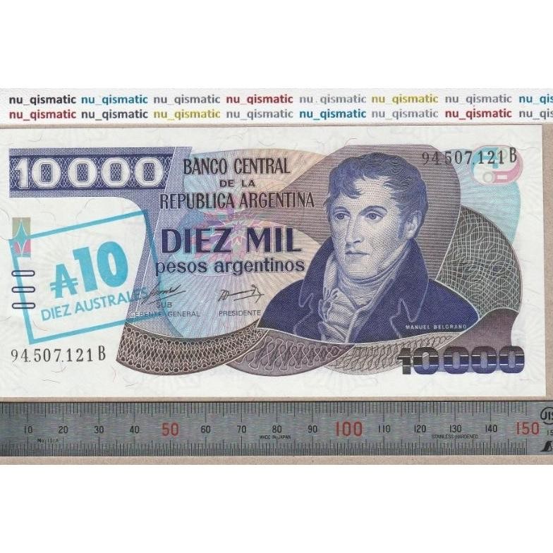 Uang Argentina 10000 10.000 Pesos tahun 1985, Grade UNC Baru Gress DiM