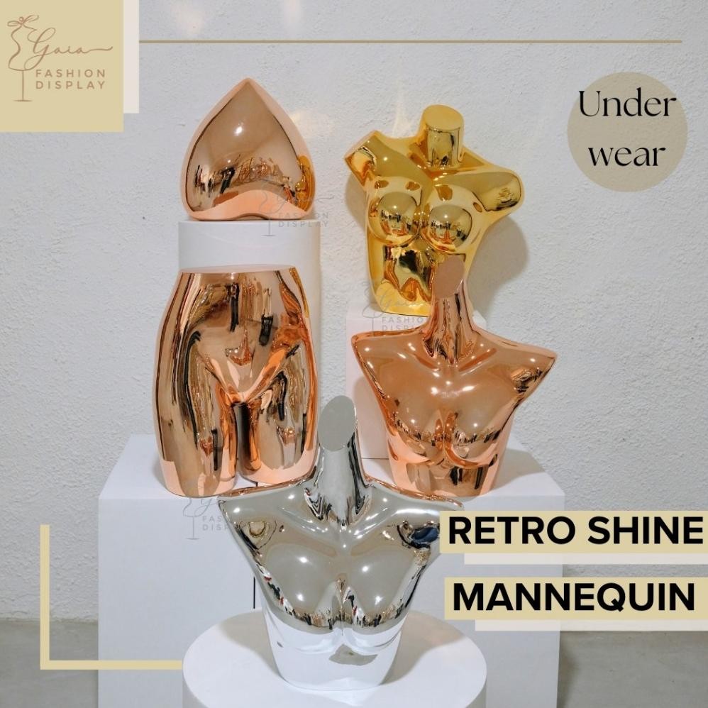 Manekin Female Electroplating Patung Underware RETRO SHINE Display Pakaian Dalam Silver Gold Rosegol