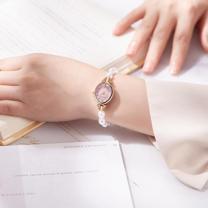 Rebirth Jam Tangan Wanita Anti Air Original Analog Elegan Anak Perempuan Korean Style Kecil Mutiara 