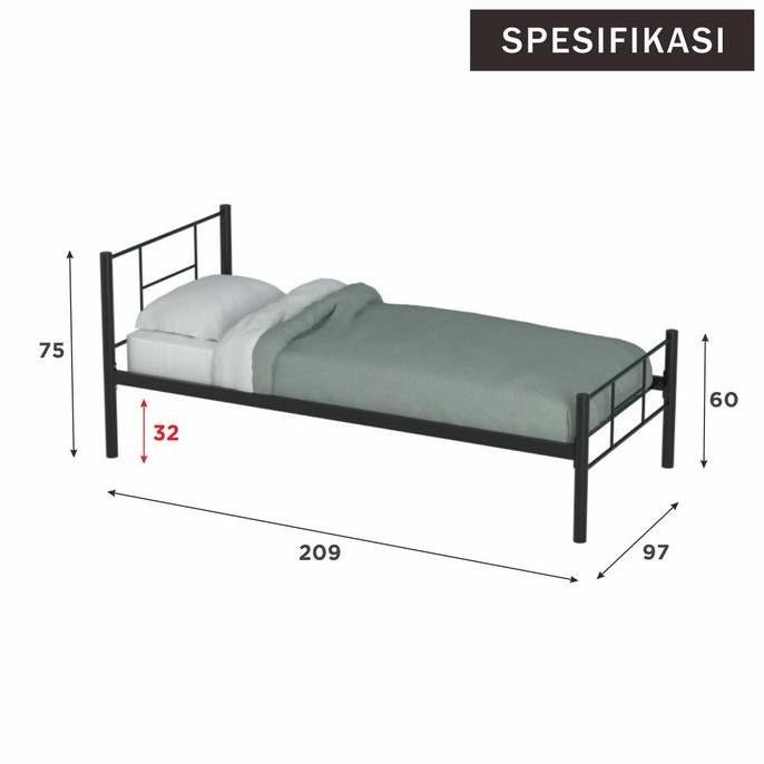 Murah Ranjang Besi Sorong Minimalis 2 In 1 | Dipan Rangka Tempat Tidur Besi