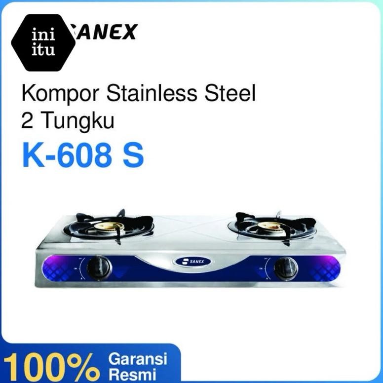 Terlaris [ Sanex ] Kompor Sanex K-608S Kompor Gas 2 Tungku Stainless Steel Anti Karat K 608S / K608S