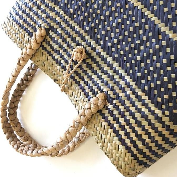 Handbag Wanita Tas Purun Motif, Tas Anyaman Rotan Borneo Motif Dayak, Anjat Dayak