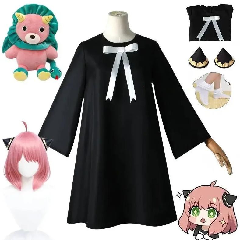 Anime SPY Cosplay Anya Forger Cosplay Costume Doll Wig Dress Horn FAMILY Headwear Full Set Halloween