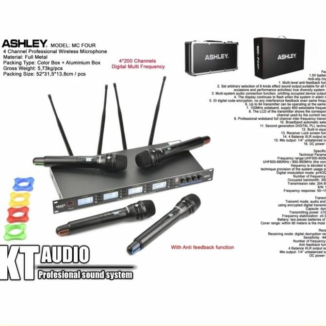 BARU ASHLEY MIC WIRELESS MC FOUR 4 PEGANGAN UHF 200 CHANNEL KARAOKE MIC WIRELESS