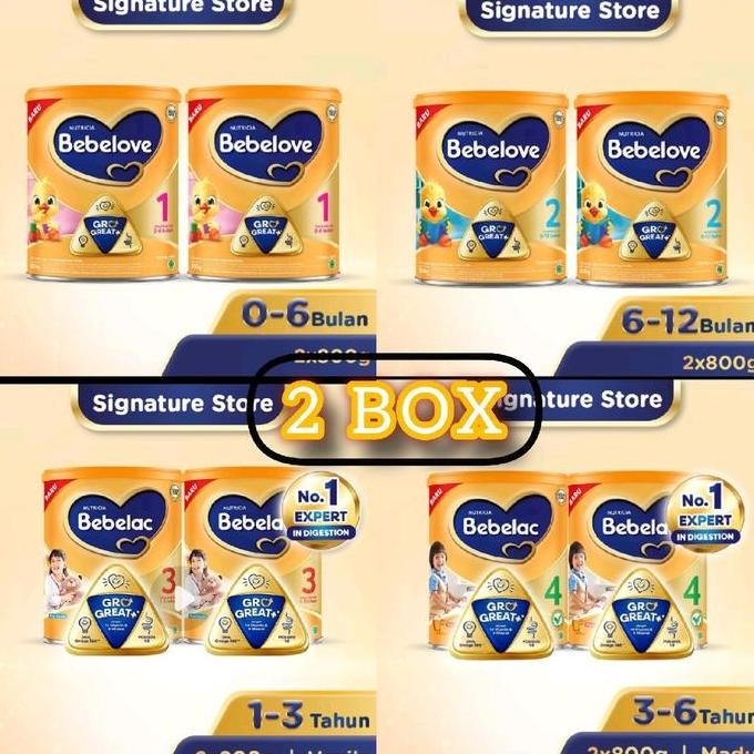 

TERMURAH (2 BOX) BEBELAC 3 & 4 RASA MADU VANILA / BEBELOVE 1 & 2 800GR SUSU FORMULA BAYI