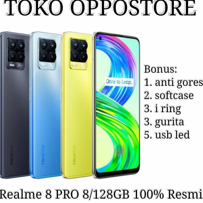 diskon hp realme 8 pro 8/128 [108mp quad camera ,50w charge ,nfc ]