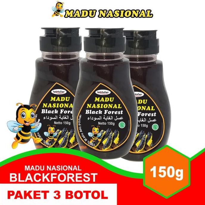 

TERMURAH PAKET 3 BOTOL MADU NASIONAL BLACK FOREST 150G + PROPOLIS POLEN ROYAL JELLY