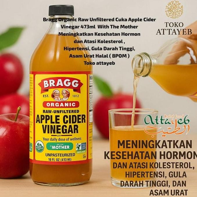

Bragg Organic Raw Unfiltered Cuka Apple Cider Vinegar 473ml With The Mother (BPOM)