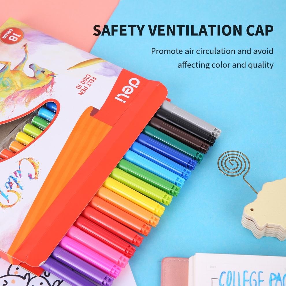 

Jy-6 Deli Spidol 18 Warna Tidak Beracun Warna Cerah Ec10010 Jy-6