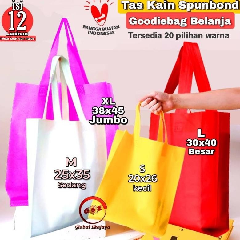 

gq-68 Cuci Gudang Lusinan Tas Spunbond Goodie Bag 38x45x10 30x40x10 25x35x10 20x26x10 Paperbag Kain Totebag Souvenir Original Sale
