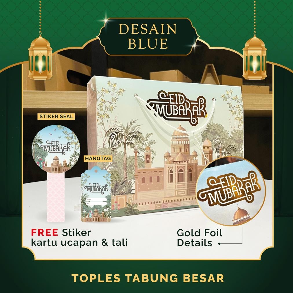

He13 AS25 Gable Box Kotak Hampers Lebaran Idul Fitri Toples Tabung Besar Premium Finishing Foil Gold Timbul Ukuran (27x9x21,6 Cm) Muat Toples Tabung (300ml, 400ml : 6 Toples) Atau (500ml, 600ml, 750ml, 800ml Dan 1000ml : 3 Toples) Murah Terlaris