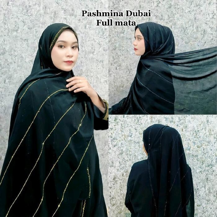 Pasmina Dubai Mewah By Bungashop245 - Pashmina Jilbab Wanita Full Mata Hitam Muslim Panjang Kerudung