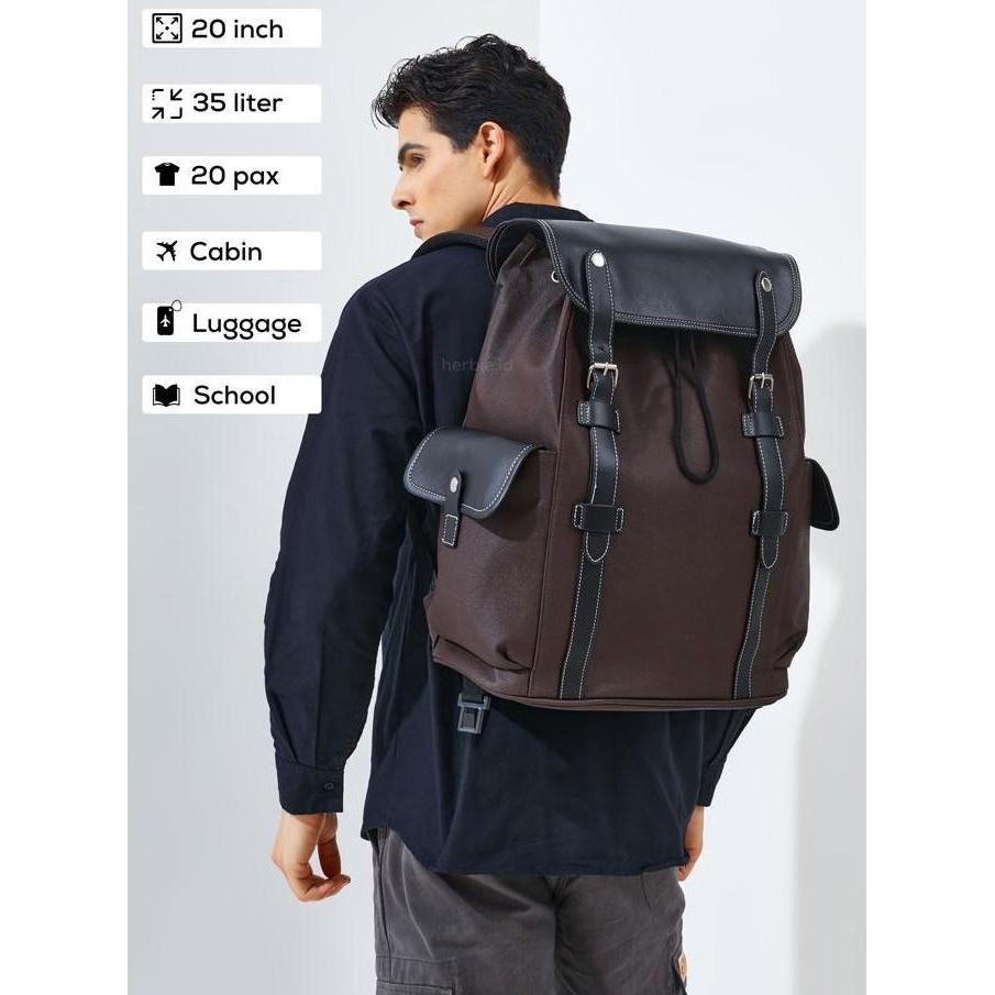 [THE LINCOLN] TAS RANSEL TROLI FASHION KOPER KABIN BAGASI PESAWAT BAHAN KULIT LEATHER PREMIUM ANTI A