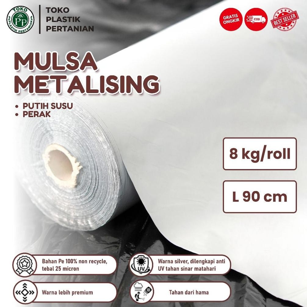 Plastik Mulsa Perak 1 Roll 8 KG Mulsa Grenjeng Lebar 90 cm