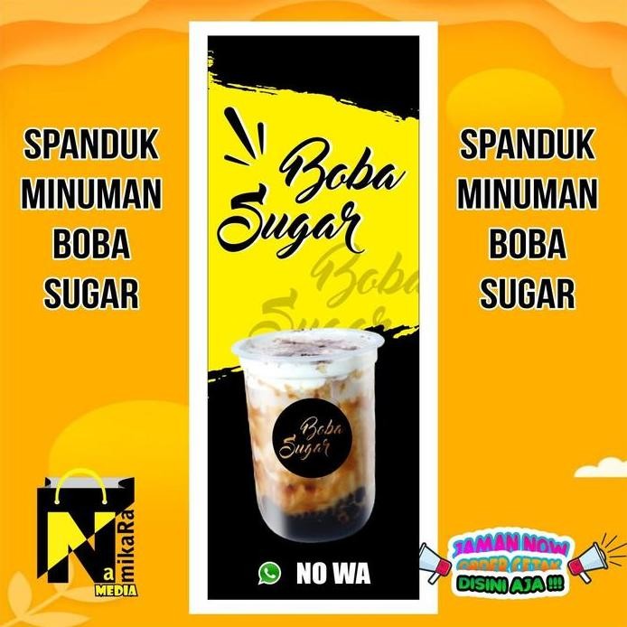 ready Spanduk Banner Backdrop Minuman Boba Viral/ Banner Sugar Boba Termurah