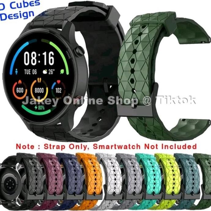 Ori - Strap Sport Rubber Mi Watch 46Mm - Model 3D Cubes Tali Jam Unik