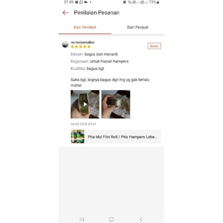 

Is75 PK32 Pita Idul Fitri Roll / Pita Hampers Lebaran Idul Fitri -+18 -20 Meter/ Pita Idul fitri lebaran Berkualitas Hemat