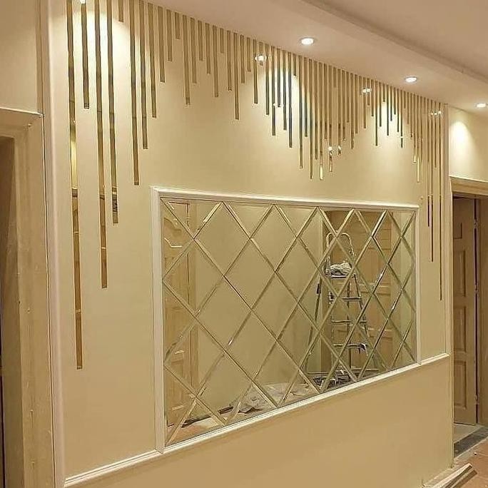 Cermin bevel ready stock tebal kaca 5mm ( packing kayu) kaca bevel